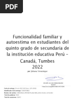 Funcionalidad Familiar y Autoestima en Estudiantes Del Quinto Grado de Secundaria de La Institución Educativa Perú - Canadá, Tumbes 2022