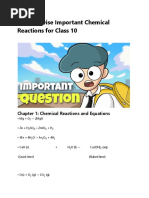 Chapter-Wise Important Chemical Reactions For Class 10