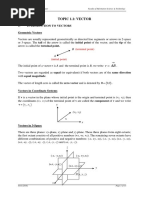 Topic 1.1: Vector: 1. Introduction To Vectors Geometric Vectors