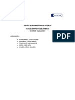 Informe de Planeamiento Del Proyecto "Implementacion Del Área de Recurso Humanos"