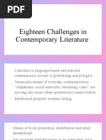 Eighteen Challenges in Contemporary Literature