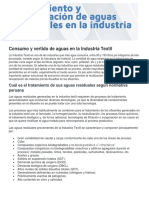 Consumo y Vertido de Aguas en La Industria Textil: Cuál Es El Tratamiento de Sus Aguas Residuales Según Normativa Peruana