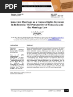 Same-Sex Marriage As A Human Rights Freedom in Indonesia: The Perspective of Pancasila and The Marriage Law