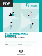 Prueba Diagnóstica Escritura, Conozcamos Nuestros Aprendizajes. 5°. Grado de Primaria