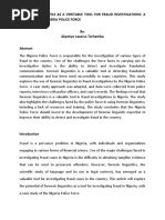 Forensic Linguistics As A Veritable Tool For Fraud Investigations: A Case Study of Nigeria Police Force By: Akpotyo Lazarus Terhemba