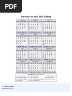 Calendar For Year 2024 (Qatar) : January February March