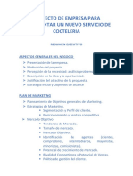 Proyecto de Empresa para Implementar Un Nuevo Servicio de Cocteleria