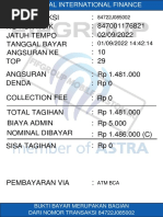 Kuitansi Elektronik Angsuran Ke-10 847001176821