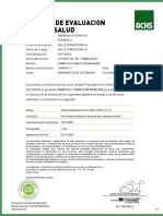 Certificado de Evaluacion Laboral de Salud: Folio: 0004245728