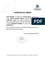 Certificado de Trabajo Aesa Minera