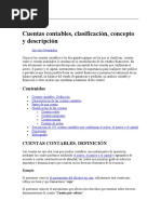 Cuentas Contables, Clasificación, Concepto y Descripción