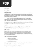 Unit V Polymers 5.1 Plastics