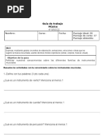 Guía de Trabajo Música: Nombre: Curso: Fecha: Puntaje Ideal: 35 Puntaje de Corte: 17 Puntaje Obtenido