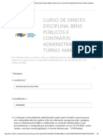 Curso de Direito Disciplina - Bens Públicos e Contratos Administrativos Turno - Manhã