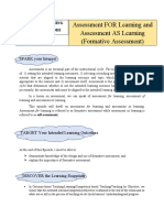 Assessment FOR Learning and Assessment AS Learning (Formative Assessment)