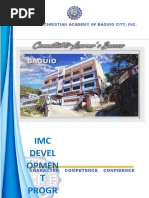 IMC Devel Opmen T Progr AM: Maranatha Christian Academy of Baguio City, Inc