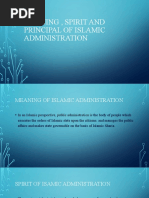 Meaning, Spirit and Principal of Islamic Administration