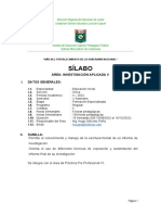 Sílabo: Área: Investigación Aplicada V I. Datos Generales