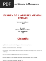 Examen de L'Appareil Génital Féminin: Faculté de Médecine de Mostaganem