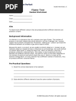 Flame Test: Student Worksheet