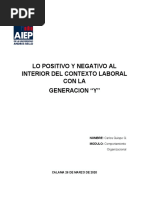 Lo Positivo Y Negativo Al Interior Del Contexto Laboral Con La Generacion "Y"