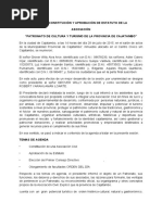 Acta de Constitución Y Aprobación de Estatuto de La Asociación "Patronato de Cultura Y Turismo de La Provincia de Cajatambo"