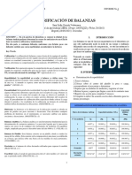 INFORME DE LABORATORIO VERIFICACIÓN DE BALANZAS O. V., Sara