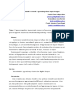 L'apprentissage D'une Langue Vivante A Travers de L'immersion Et L Interculturalité