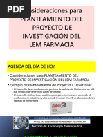 Consideraciones para Planteamiento Del Proyecto de Investigación Del Lem Farmacia