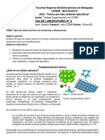 Guia de Laboratorio #4: TEMA: Tipos de Enlace Químico en Sustancias y Disoluciones. Objetivo General