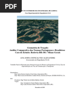 Geometria de Traçado Análise Comparativa Das Normas Portuguesas e Brasileiras Caso de Estudo: Rodovia BR-381 / Minas Gerais