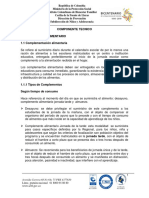 Componente Tecnico 1 Componente Alimentario 1.1 Complementación Alimentaria