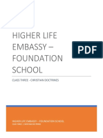 Higher Life Embassy - Foundation School: Class Three - Christian Doctrines