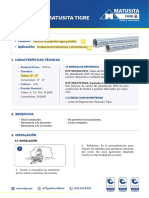 Ficha Técnica Agua Fría SP Matusita Tigre: - Función: - Aplicación