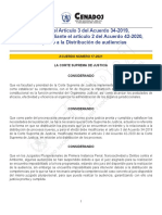 Modifica El Artículo 3 Del Acuerdo 34-2019, Modificado Mediante El Artículo 2 Del Acuerdo 42-2020, Respecto A La Distribución de Audiencias