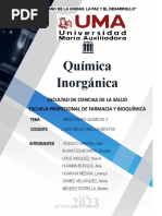 Química Inorgánica: Facultad de Ciencias de La Salud Escuela Profecional de Farmacia Y Bioquímica