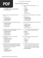 Types of Energy Answer Key