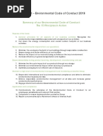 Summary of Our Environmental Code of Conduct: The 15 Principles in Action