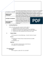 Program Standard Grade Level Standard: Create Their Own Myth Explaining How The World Was Created