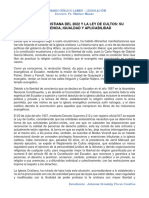 La Iglesia Cristiana Del 2022 y La Ley de Cultos: Su Pertinencia, Igualdad y Aplicabilidad