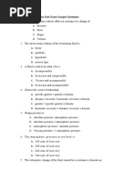 Fluid Mechanics Exit Exam Sample Questions: A. B. C. D