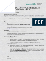 Convocatoria para La Aplicación Del Exacer Presencial Junio 2023