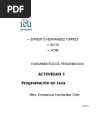 Actividad 3 Programación en Java: Ernesto Hernandez Torres 93774 KO49