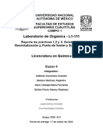 Reporte Prácticas 1, 2 y 3-Solubilidad, Recristalización Y, Punto de Fusión y Sublimación-Equipo 6-Lab Q. Org 1