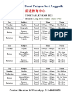 Pusat Tuisyen Seri Anggerik: Timetable Year 2022