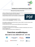 Exercices Académiques: Lympiades Nationales de Mathematiques