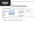 Oficina de Registro Académico y Admisiones Formato para Creación de Personas en People Soft