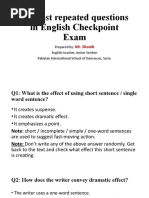 40 Most Repeated Questions in English Checkpoint Exam: Mr. Shoaib