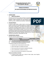 TDR Servicio de Capacitación Manejo de Residuos Solidos