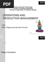 Operations and Production Management: Toc Msc. Małgorzata Zalewska-Traczyk